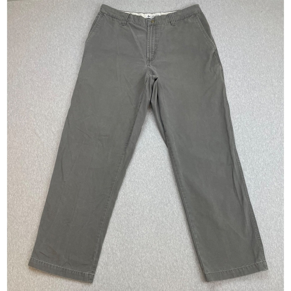 Columbia Sportswear Pants Mens 34 Gray 100% Cotton Flat‎ Front Chino
